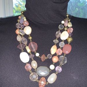 Vintage stamped stone/bead necklace